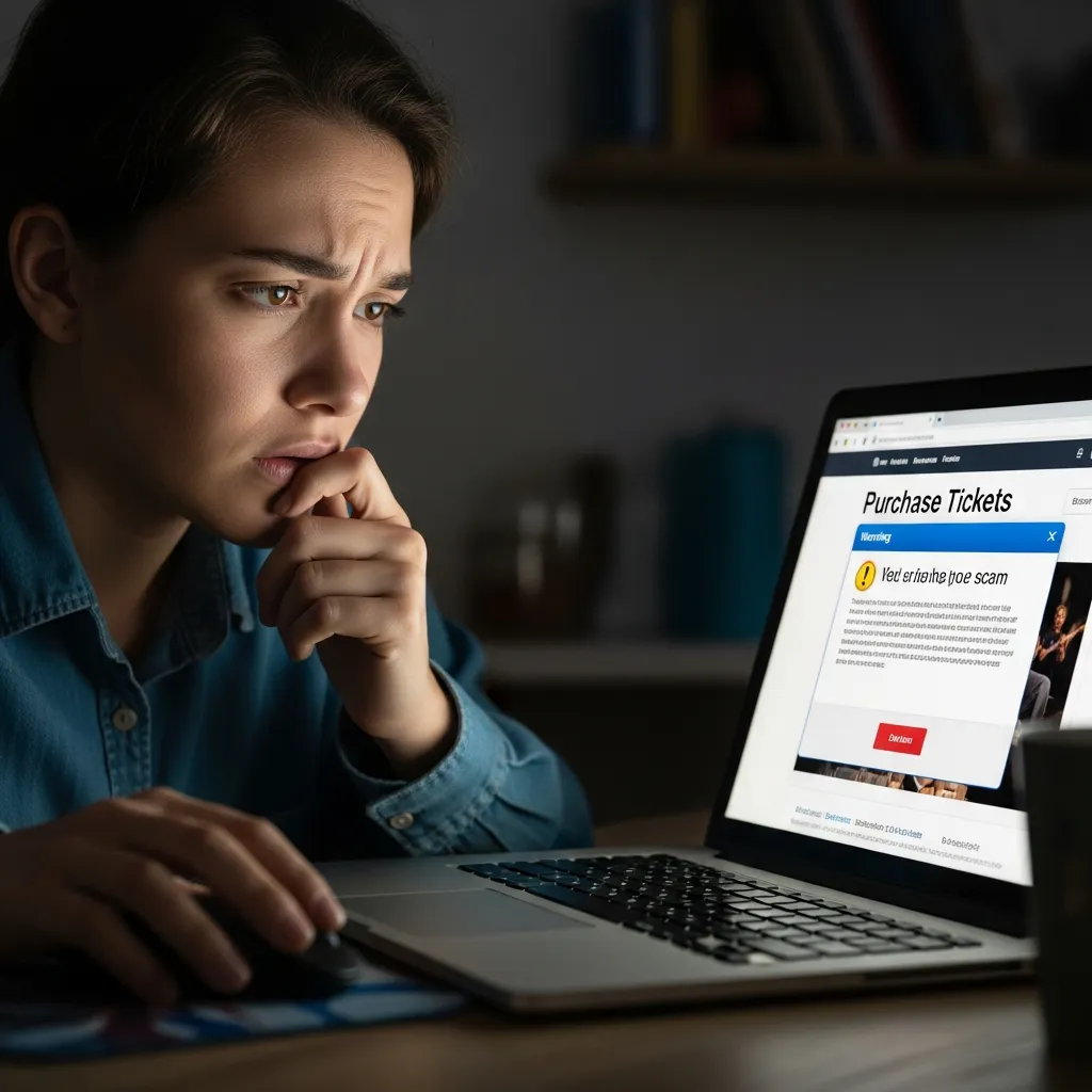 Online ticket scam risks.
